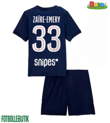 Paris Saint-Germain Warren Zaire-Emery #33 Hemmaställ Barn 2025-26 Kortärmad (+ Korta byxor)